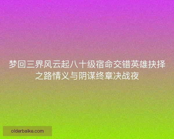 梦回三界风云起八十级宿命交错英雄抉择之路情义与阴谋终章决战夜